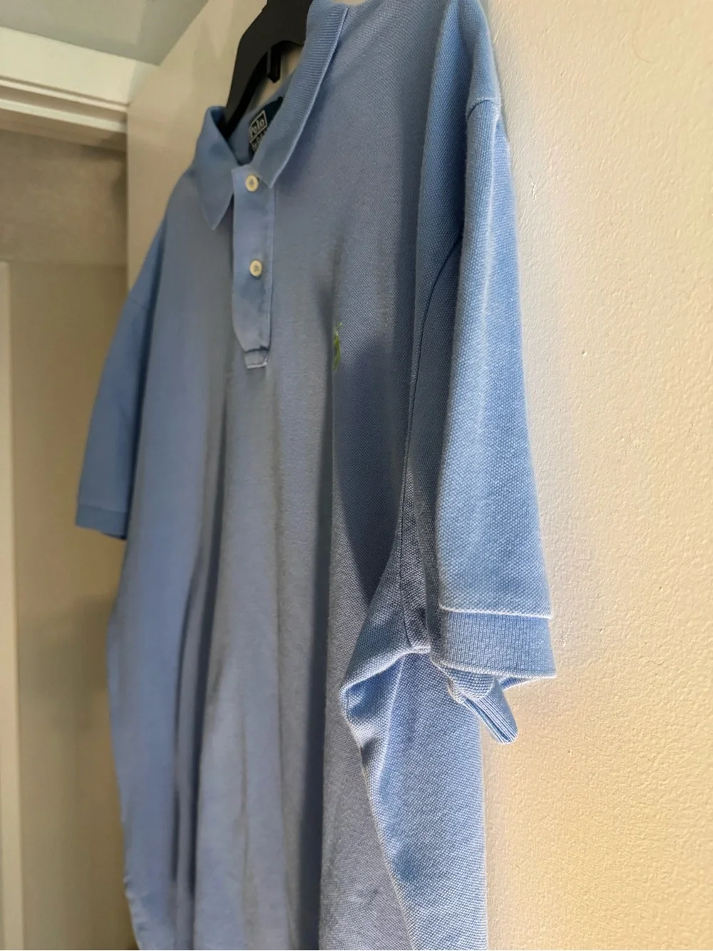 Vintage Ralph Lauren Polo Shirt in Light Blue with Green Logo Size XL